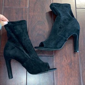 Sock peep toe booties